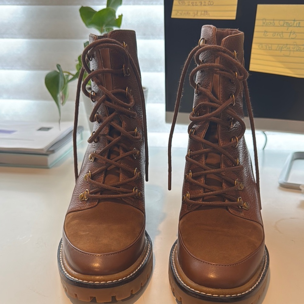 Brown Leather Lace-Up Women's Boots